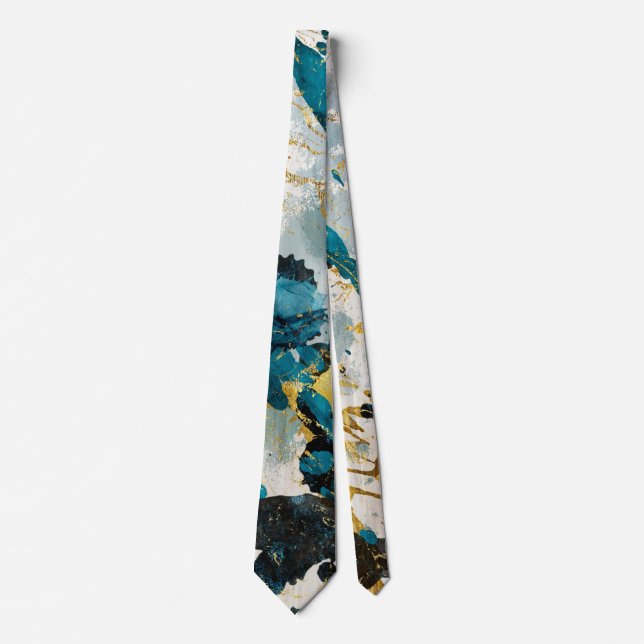 Corbata Abstract blue navy and gold textures (Anverso)