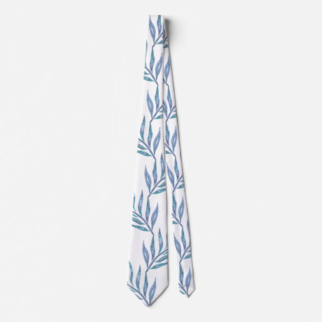 Corbata Abstract blue palm leaves (Anverso)