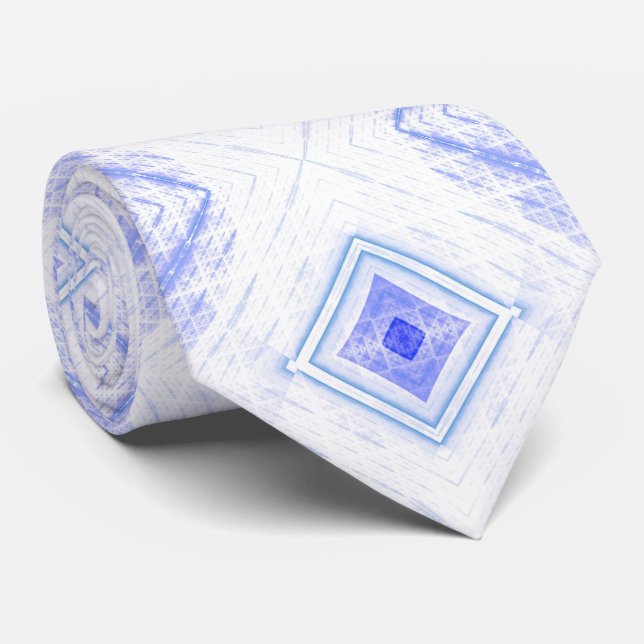Corbata Abstract Diamond Light Blue Fractal Pattern (Enrollado)