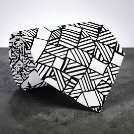 Corbata Abstract Geometric Black & White Custom Necktie