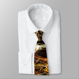 Corbata Abstract Gold Light Swirl Black Cuello Tira