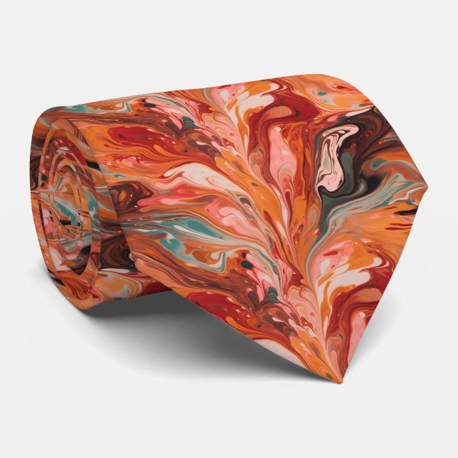 Corbata Abstract Marble Red Cuello (Enrollado)