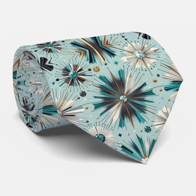Corbata Abstract Mid Century Modern Starburst Diamond (Enrollado)