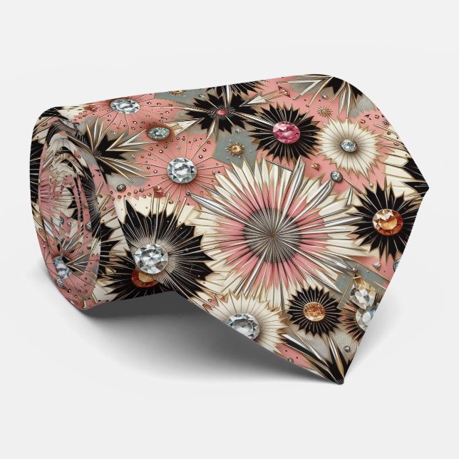 Corbata Abstract Mid Century Modern Starburst Diamond (Enrollado)