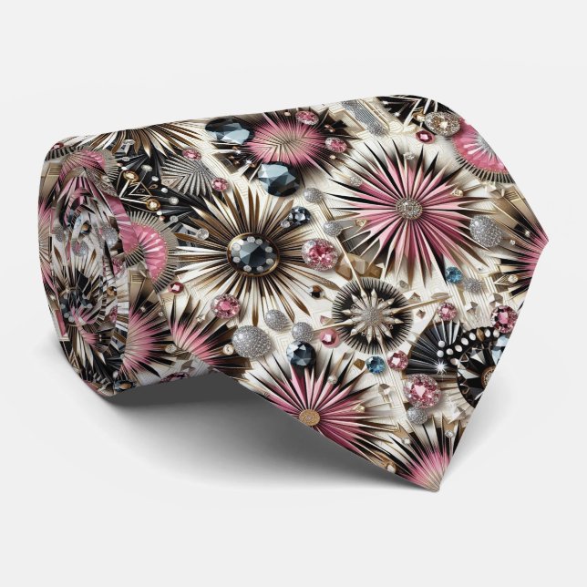 Corbata Abstract Mid Century Modern Starburst Diamond (Enrollado)