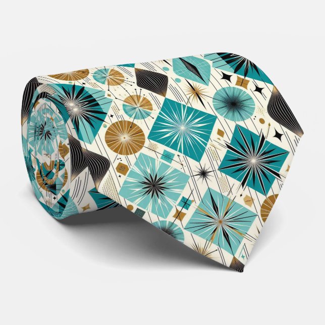 Corbata Abstract Mid Century Modern Starburst DIamond (Enrollado)