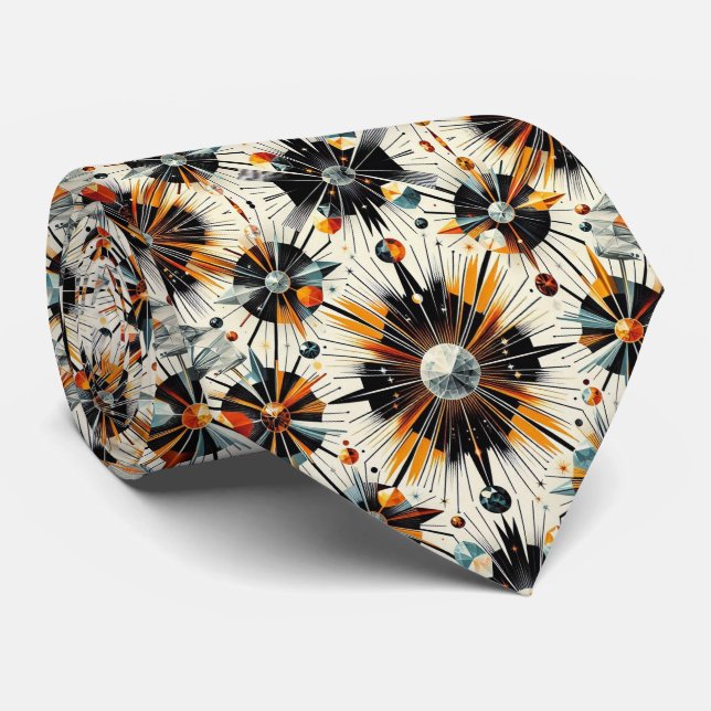 Corbata Abstract Mid Century Modern Starburst Diamond (Enrollado)
