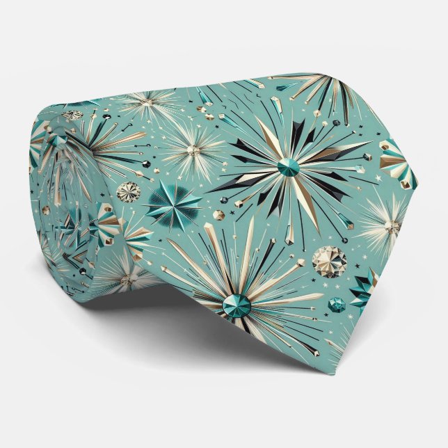 Corbata Abstract Mid Century Modern Starburst Diamond (Enrollado)