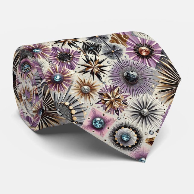 Corbata Abstract Mid Century Modern Starburst Diamond (Enrollado)