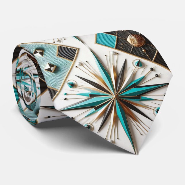 Corbata Abstract Mid Century Modern Starburst DIamond (Enrollado)