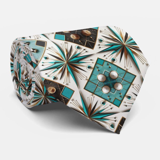 Corbata Abstract Mid Century Modern Starburst DIamond (Enrollado)