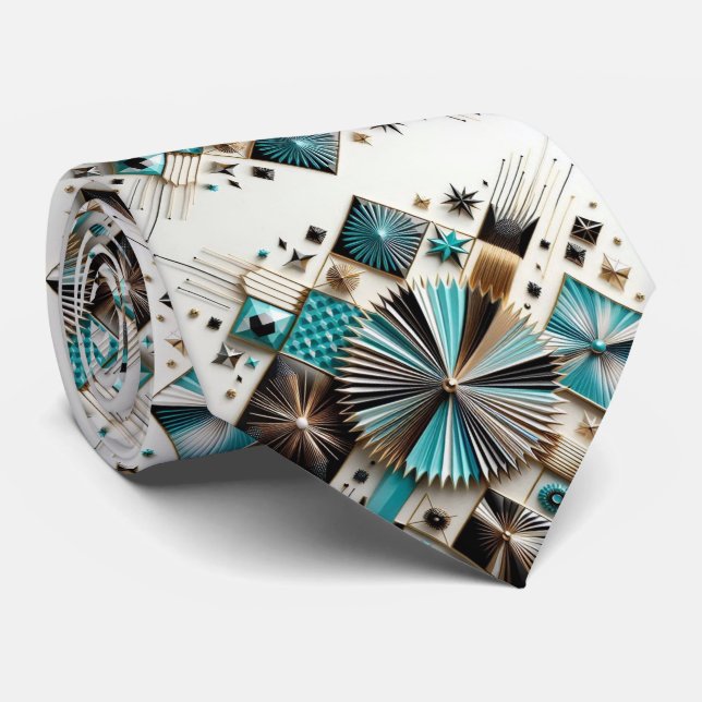 Corbata Abstract Mid Century Modern Starburst DIamond (Enrollado)
