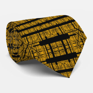 Corbata Abstract Modern Black Yellow Geometric Fractal Art