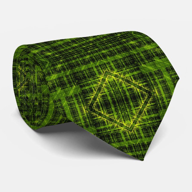Corbata Abstract Modern Green Eco Hi-tech Fractal Art (Enrollado)