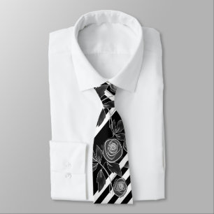 Corbata Abstract modern red roses leaves sketched flowers