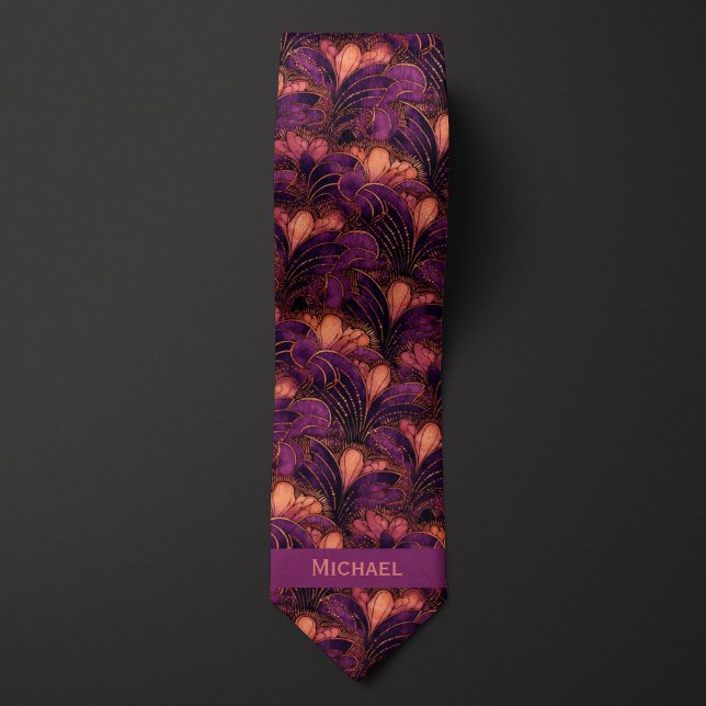 Corbata Abstract Plum & Copper Botanical (Subido por el creador)