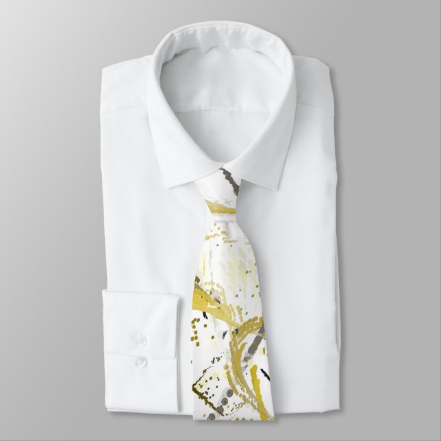 Corbata Abstract Scribbles - Mustard and Brown (Atado)