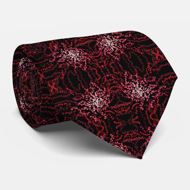 Corbata Abstract Splatter Dots Of Pinks And Reds Pattern (Enrollado)