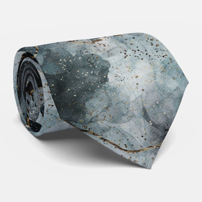 Corbata abstracta azul y gris para hombre (Enrollado)