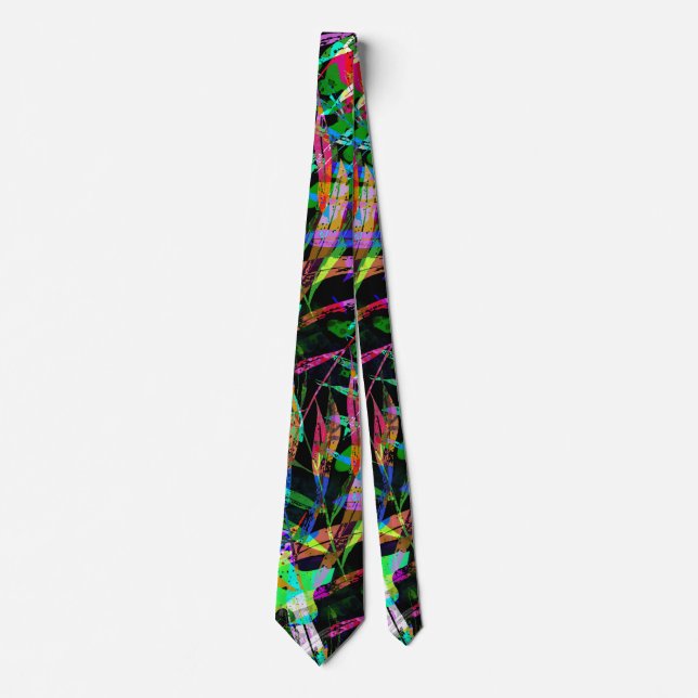 Corbata abstracta ciberpunk eléctrica de neón (Anverso)