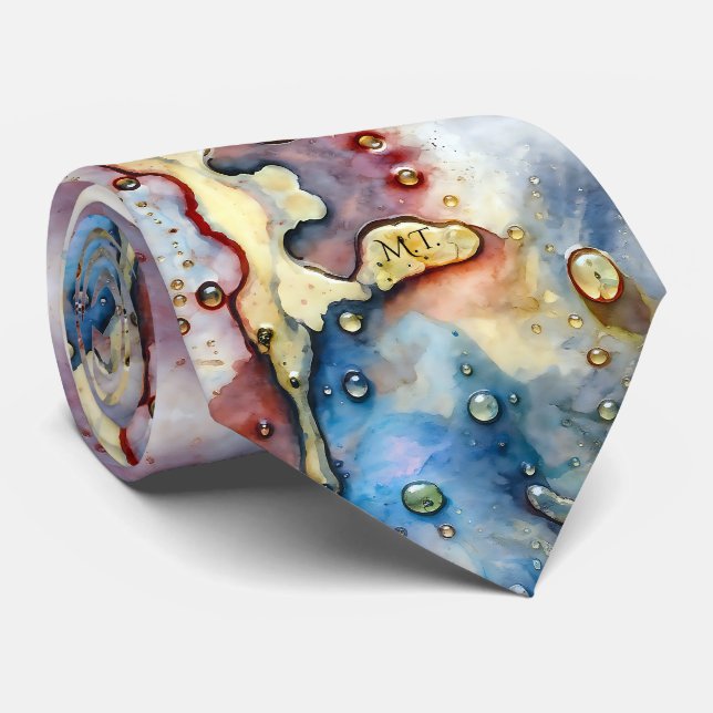 Corbata abstracta de acuarela estilo artístico mod (Enrollado)