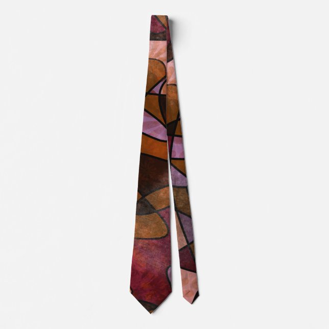 Corbata abstracta de arte morado, marrón y burgund (Anverso)