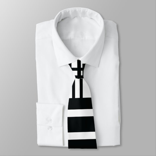 Corbata abstracta en blanco y negro moderna minima (Atado)