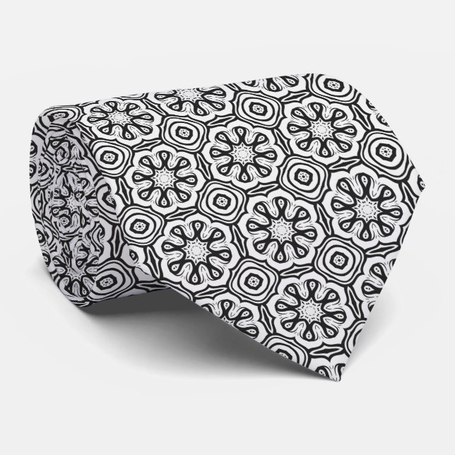 Corbata abstracta en negro y blanco (Enrollado)