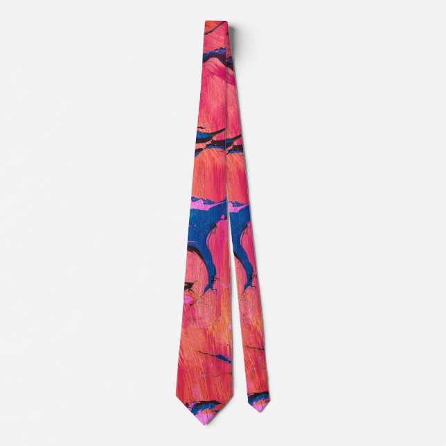 Corbata abstracta estilo Ebru rojo azul Valiant 1  (Anverso)
