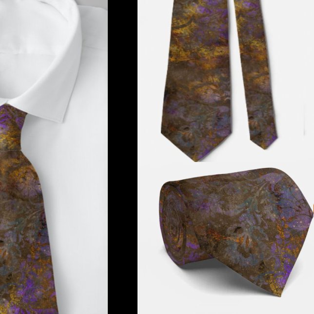 Corbata abstracta floral marrón púrpura (Subido por el creador)