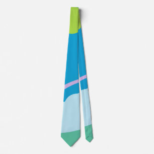 Corbata abstracta retro azul y verde con rayas tex