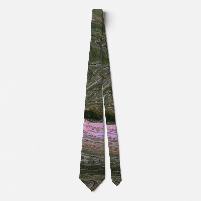 Corbata abstracta verde rosa suave Yard Dog 2 (Anverso)
