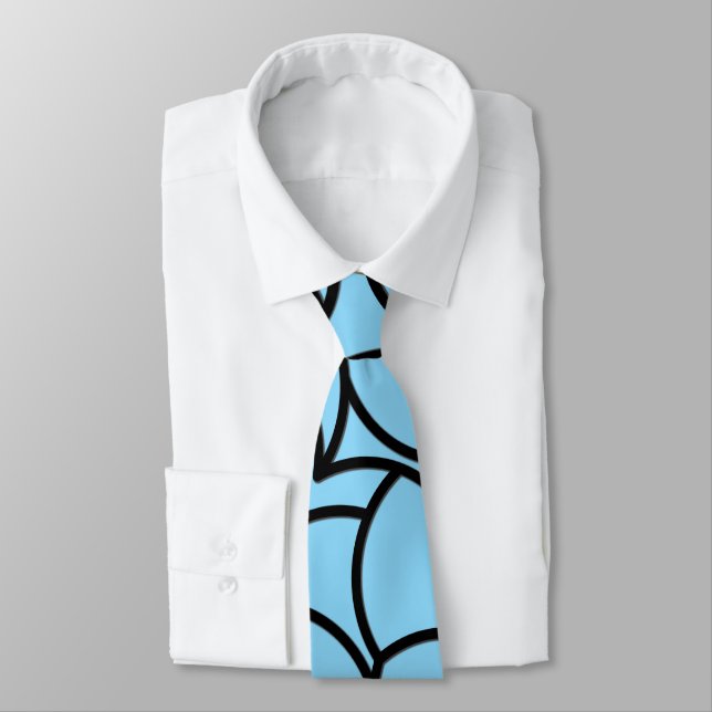 Corbata Abstracto entrelazado negro y azul (Atado)