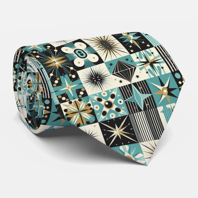 Corbata Abstracto Moderno de mediados de siglo Estallido d (Enrollado)