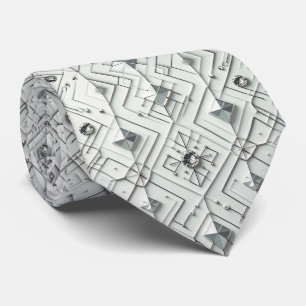 Corbata Abstracto Moderno de Mediano Siglo Diamantes Blanc