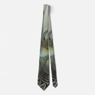 Corbata Abstracto Olive Sage Green Grey Fractal Art Fantas