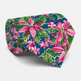 Corbata Acrilico de acebo de Navidad y flores 