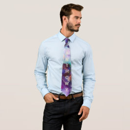 Corbata Acuarela Arcoiris Nombre Personalizable Brillante