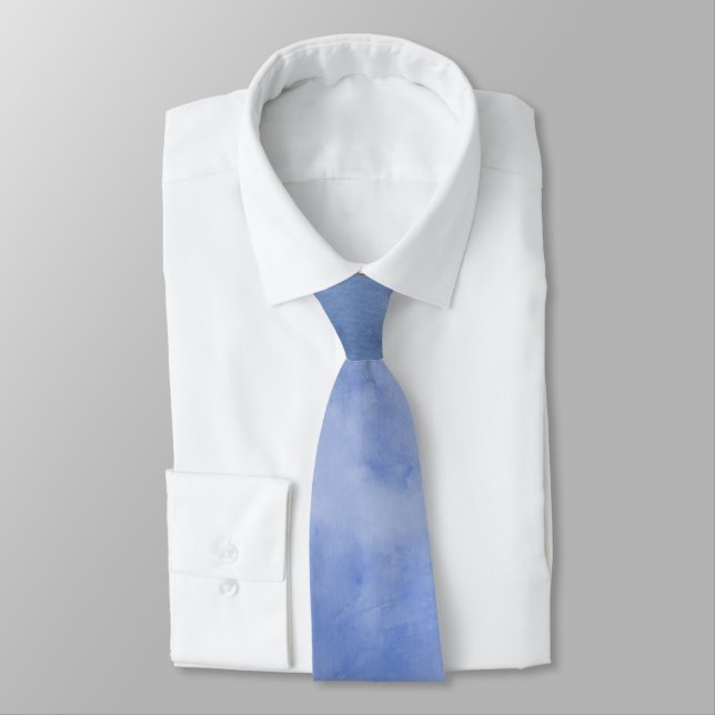 Corbata Acuarela Azul y Blanco (Atado)