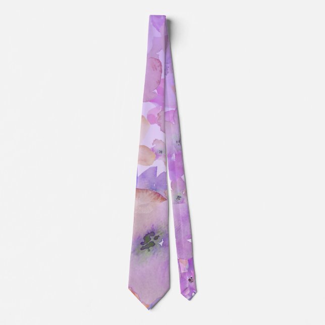 Corbata *~* Acuarela Belleza floral suave (Anverso)