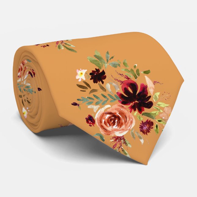 Corbata Acuarela Boho Burgundy Rubor (Enrollado)