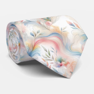 Corbata Acuarela Botánica Pastel Elegante