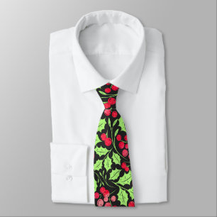Corbata Acuarela de acebo y bayas