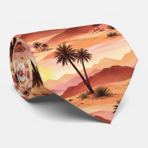 Corbata Acuarela de Amanecer en el Desierto Dorado