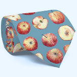 Corbata Acuarela de Apple<br><div class="desc">Patrón de acuarela de manzana fresca y afrutada sobre un fondo verde verde azulado. Cambie el color de fondo de la herramienta de diseño a personalizar. Arte original de Nic Squirrell.</div>