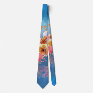 Corbata acuarela de cuello de flores
