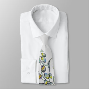 Corbata Acuarela de oliva mágica pintada a mano