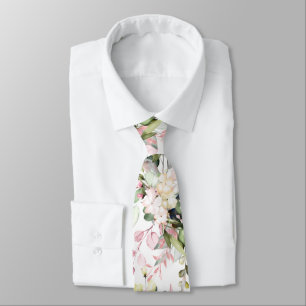 Corbata Acuarela Elegante Rosa Claro Eucalipto de Goma