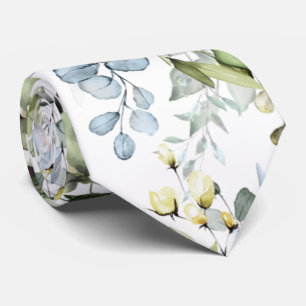 Corbata Acuarela Elegante Rústico Azul Goma Eucalipto