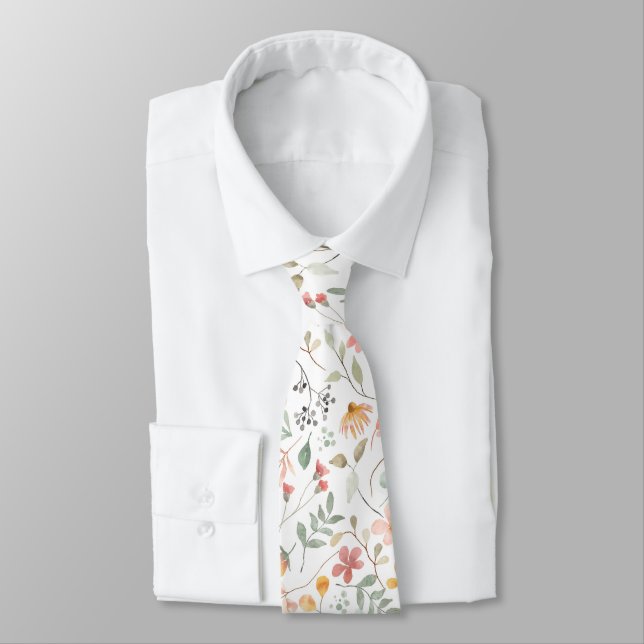 Corbata Acuarela Floral Pastel Primavera (Atado)